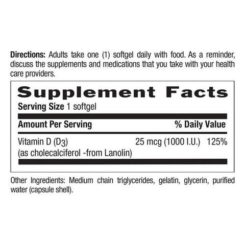 Country Life, Vitamin D3, 1000 IU, 200 Softgels Country Life