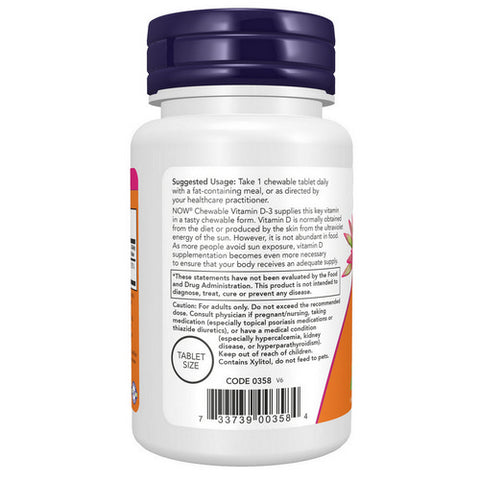 Now Foods, Vitamin D-3 Mint Chewables, 5000 IU, 120 Count Now Foods