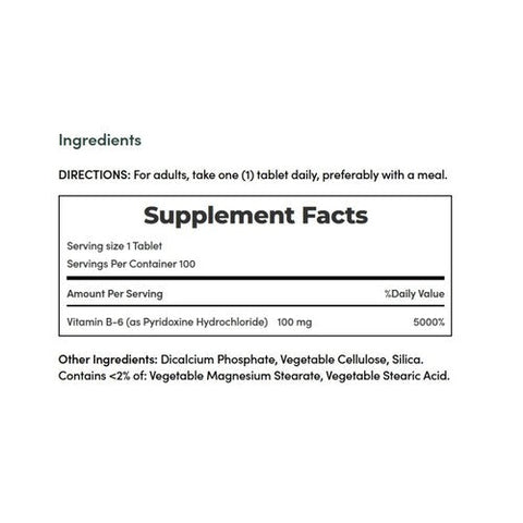Nature's Bounty, Vitamin B-6, 100 Mg, 100 tabs Nature's Bounty