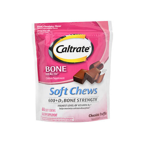 Caltrate, Calcium And Vitamin D Supplement 600+D, Chocolate Truffle 60 softchews Caltrate