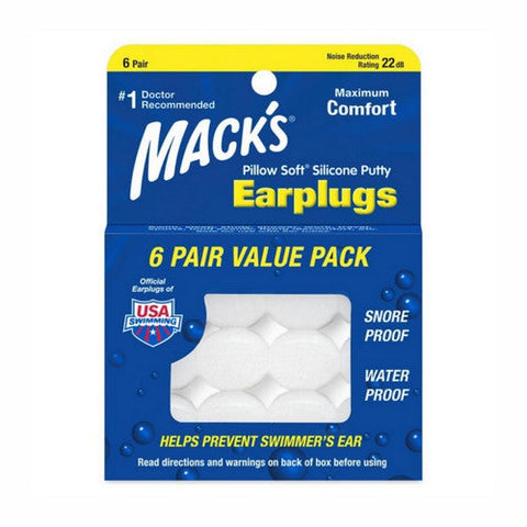 Mack's, Pillow Soft Silicone Putty Earplugs, 6 Pair Mack's